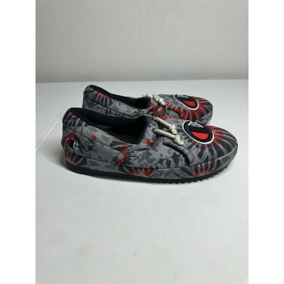 Men's Champion University Slippers 'Tie Dye Black Scarlet' CP101331M Men’s Sz 9 - Picture 1 of 8
